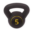 3-Piece Kettlebell Weight Set with 5, 10, and 15 lbs Kettlebells and HDPE Covered Ergonomic Wide Handles, Including Base Rack