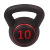 3-Piece Kettlebell Weight Set with 5, 10, and 15 lbs Kettlebells and HDPE Covered Ergonomic Wide Handles, Including Base Rack