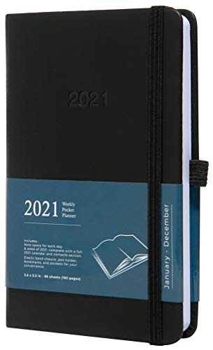 Mini 2021 Pocket Planner - Compact 3.5x5.5 inch Pocket Calendar 2021