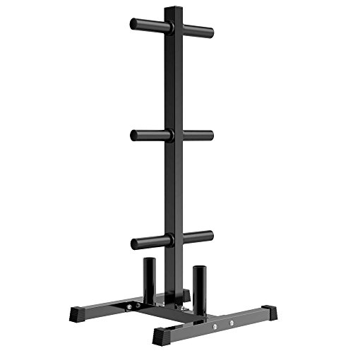 YAHEETECH 2in Weight Plate Rack Tree, 2 Barbell Bar Holders