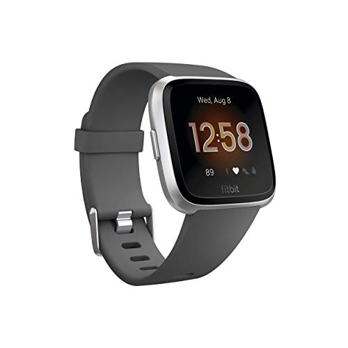 Fitbit Versa Lite Smartwatch, Charcoal/Silver Aluminum