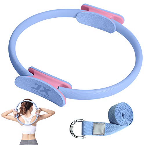 JX FITNESS Pilates Ring - Upgraded Magic Fitness Circles with Yoga Strap
