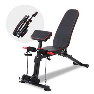 Foldable Weight Bench with Adjustable Backrest and Priest Stool