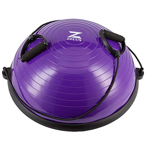 Z ZELUS Balance Ball Trainer Half Yoga Exercise Ball with Resistance Bands
