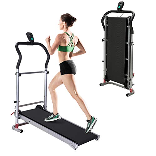 Folding Mechanical Treadmill Shock-Absorbing,with LCD Display