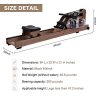 Black Walnut Water Rowing Machine with Bluetooth Monitor for Home Gym Workouts