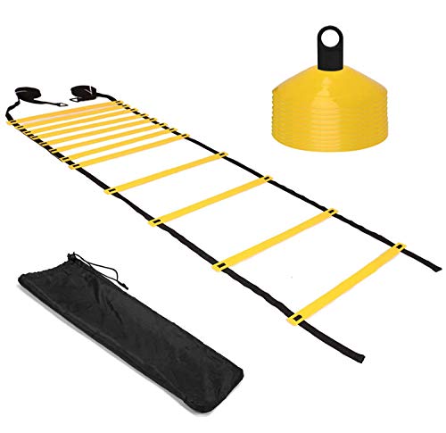 Arespark Agility Ladder, 12 Rung Training Speed Ladder & 10 Sports Cones
