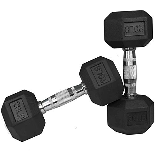 Titan Fitness 20 LB Pair Free Weights, Black Rubber Coated Hex Dumbbell