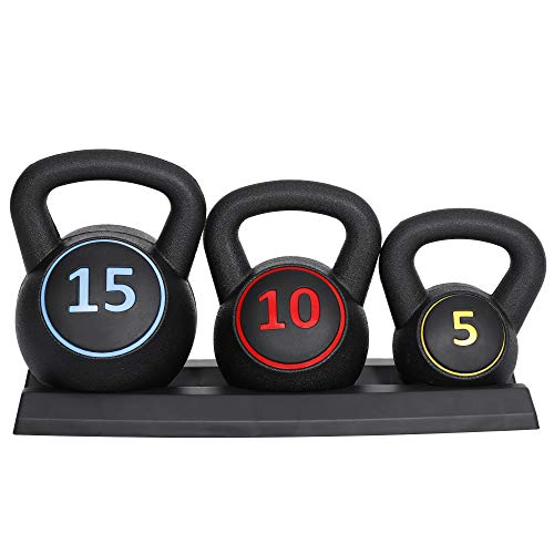 ZENY 3-Piece Kettlebell Set with Storage Rack Exercise