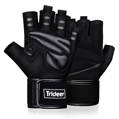 Trideer Padded Weight Lifting Gym Workout Gloves with Wrist Support
