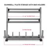 All-in-One Dumbbell Rack Weight Storage and Dual Vertical Bar Holder