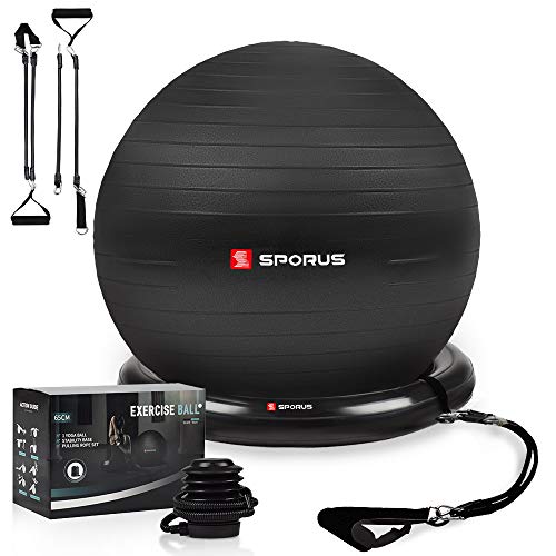 Sporus Exercise Ball Chair (65cm), Yoga Ball for Office and Fitness