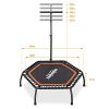 45" Silent Mini Fitness Trampoline with Adjustable Handrail Bar