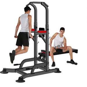 Adjustable Power Tower Workout - Strength Training Dip Stands