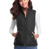 fuinloth Women's Padded Vest, Stand Collar Lightweight Zip