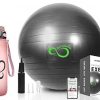 Dark Grey 65cm Exercise Ball, Rose Gold Water Bottle