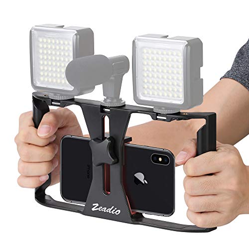 Zeadio Smartphone Video Rig, Phone Movies Mount Handle Grip Stabilizer
