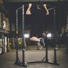 Squat Rack with Barbell Holder, Silver Spotter Arm,2x2 Uprights