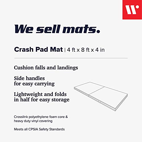 Safety with We Sell Mats 4-Inch Thick Bifolding Crash Landing Mat: Ideal for Tumbling, Back Handspring Training, and Cheerleading, 4'x8' Blue Mat