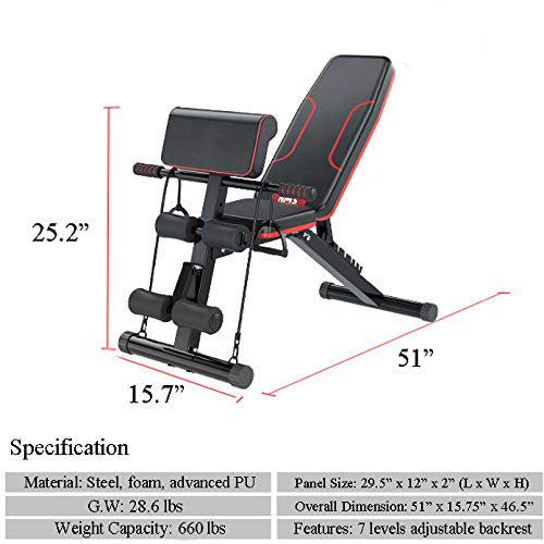 Mikolo Adjustable Weight Bench, Foldable Exercise Workout Bench sale ...