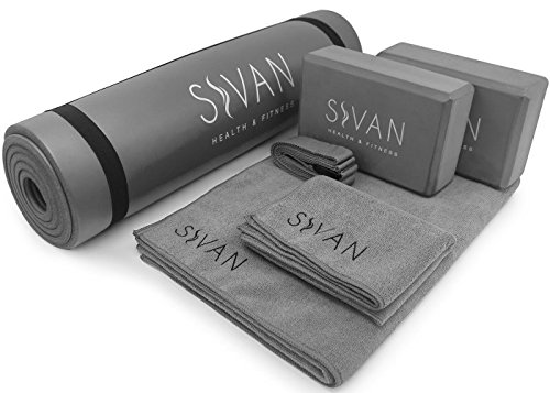 Sivan Health and Fitness Yoga Set 6-Piece– Includes 1/2" Ultra Thick