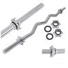 47" Barbell Weight Bar Standard Ez Curl Bar with 2 Rubber Ring
