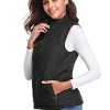fuinloth Women's Padded Vest, Stand Collar Lightweight Zip