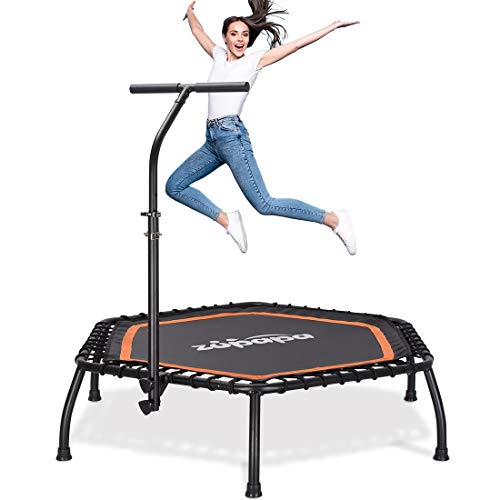 Zupapa 45" Silent Mini Fitness Trampoline with Adjustable Handrail Bar
