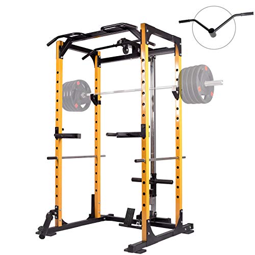 Home Gym 1000LBS Power Rack with LAT Pull Down and 360° Landmine