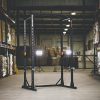Squat Rack with Barbell Holder, Silver Spotter Arm,2x2 Uprights