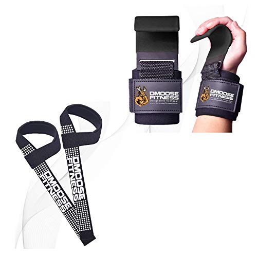 DMoose Fitness Weight Lifting Hooks and Lifting Wrist Straps