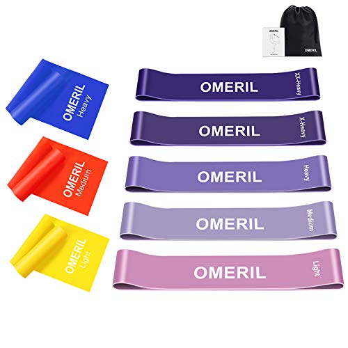 OMERIL 5 Resistance Loops and 3 Exercise Bands with Instruction Guide