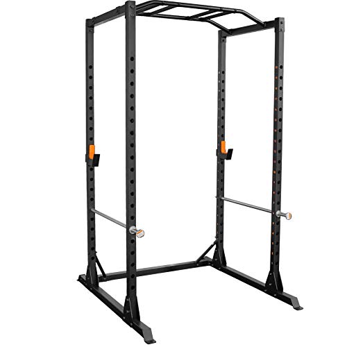 Squat Rack with Barbell Holder, Silver Spotter Arm,2x2 Uprights