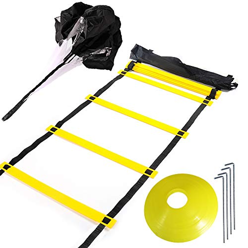 Huvai 6m 12 Rungs Agility Ladder Training with A Resistance Parachute