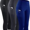 Neleus 3 Pack Workout Running Capris Tummy Control