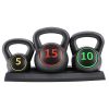 MaxKare Kettlebell Set 3-Piece HDPE 5lb, 10lb, 15lb Weights Kettlebells
