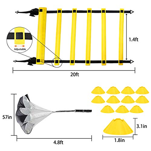 Begonia.K Sports Speed Agility Training Set, Includes 1 Running Parachute