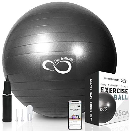 Infinitely Exercise Ball Anti Burst Tested Supports 2200lbs