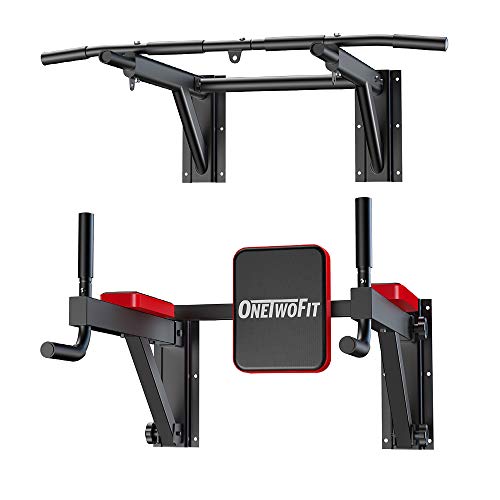 ONETWOFIT Multifunctional Wall Mounted Pull Up Bar Power Tower Set