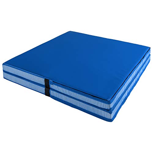 Safety with We Sell Mats 4-Inch Thick Bifolding Crash Landing Mat: Ideal for Tumbling, Back Handspring Training, and Cheerleading, 4'x8' Blue Mat
