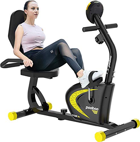 pooboo Magnetic Recumbent Exercise Bike with 8 Levels