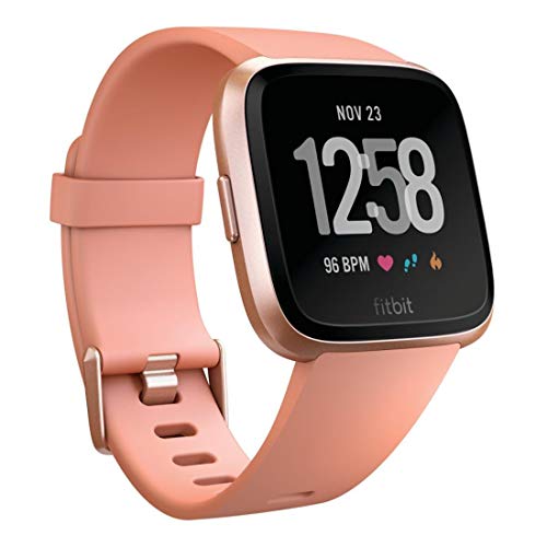 Fitbit Versa Smart Watch, Peach/Rose Gold Aluminium