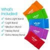 Vive Flat Resistance Band (5 Piece Set) - Elastic Exercise Equipment