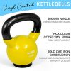 Vinyl Coated Kettlebell with Wide, Smooth Handle and Rubber Base - Durable Cast Iron for High-Quality Indoor & Outdoor Training - Available in Various Weights from 5 to 50 lbs