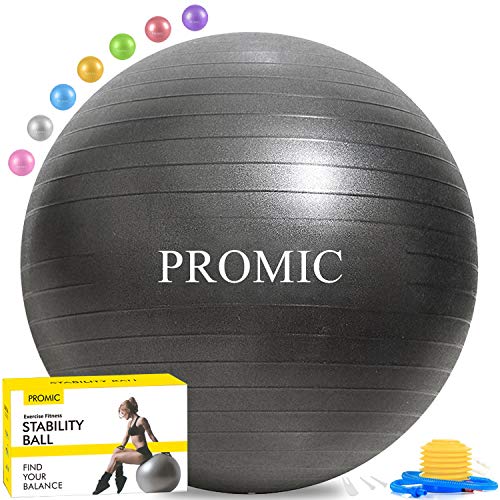 PROMIC Exercise Ball (65 cm) with Foot Pump, Professional Grade Anti Burst