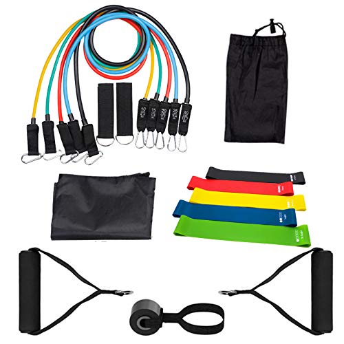 Resistance Bands Set(15pcs) with Carry Bag, Exercise Workout Bands