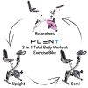 PLENY 3-in-1 Total Body Workout Exercise Bike w/ Backlit Monitor