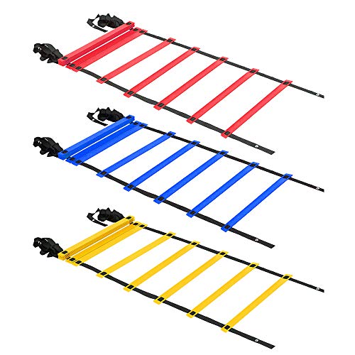 KMX （3 Pack） 20ft Agility Ladder (Blue Red and Yellow)