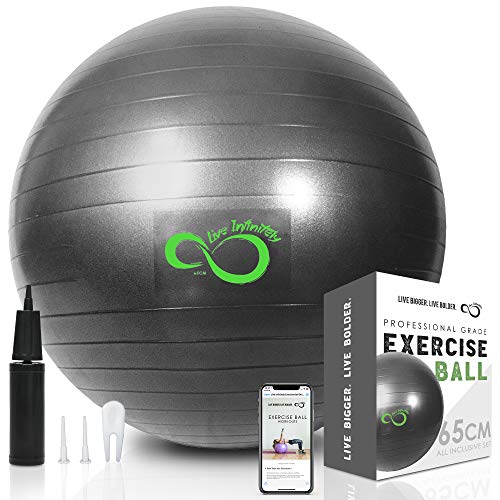 Live Infinitely Exercise Ball (55cm-95cm) Extra Thick Professional Grade