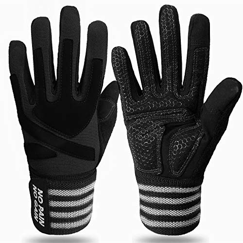Weightlifting Gloves for Men Women Full Finger with Wrist Strap Support